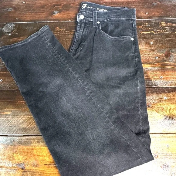 7 For All Mankind Austyn Airweft Jeans Straight Stretch Black Sz 30 (Actual 32") - Picture 3 of 11